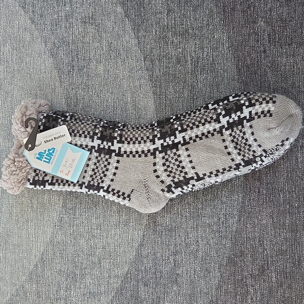 Muk Luks Cabin Socks Gray Black L/XL 11-13